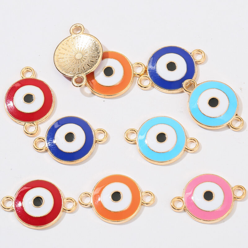 10pcs/lot 18*12mm Enamel Round Eye Connector Colorful Pendants DIY Necklace Bracelet for Jewelry Making Accessories