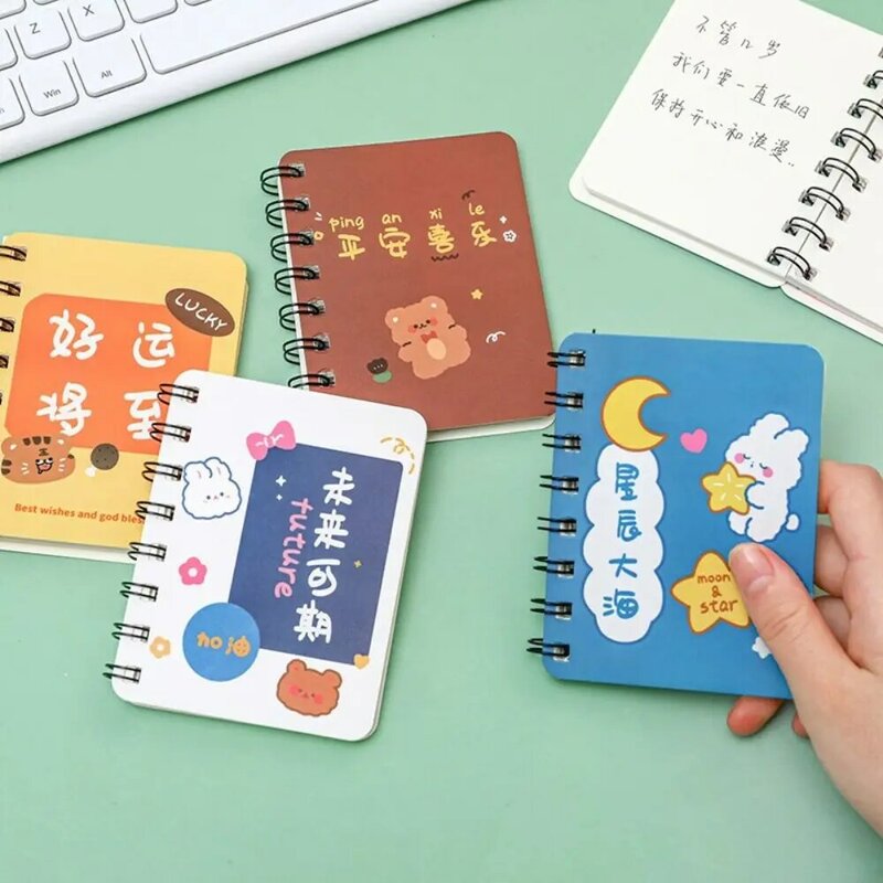 A7 buku catatan koil portabel Mini lucu kosong buku catatan harian buku latihan pasokan sekolah kantor