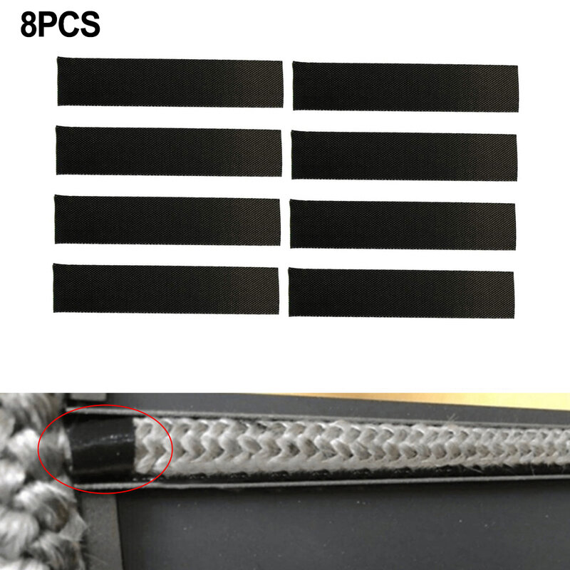 8pc Self-Adhesive Fireplace End Tape Glass Fabric Black Tape Sealing Cord End 10*2.5cm High Temperature Resistance Stoves Parts