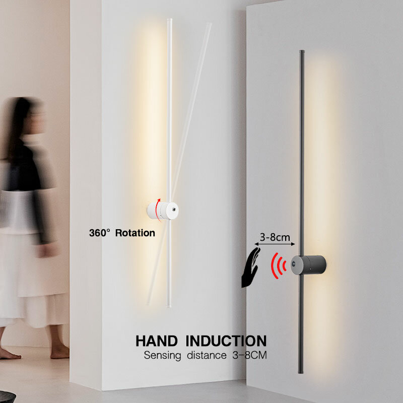 モダンな壁掛け式誘導スイッチ,360 ° 回転,センサー付き,廊下照明,リビングルーム,ベッドルームに最適