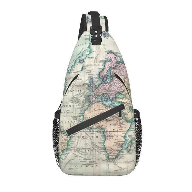 Vintage Map Of The World Crossbody Sling zaino uomo borsa a tracolla petto personalizzata per ciclismo campeggio Daypack