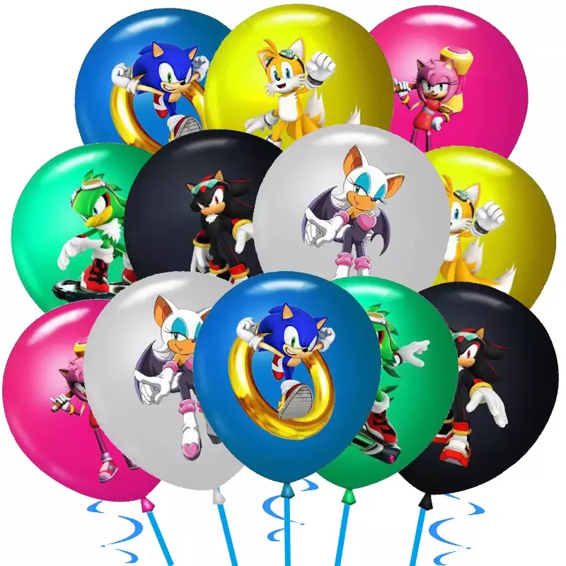 Sonic the Hedgehog Party Supplies Set para Crianças, Balões de Látex, Decorações de Aniversário, Baby Shower Decor, Presentes