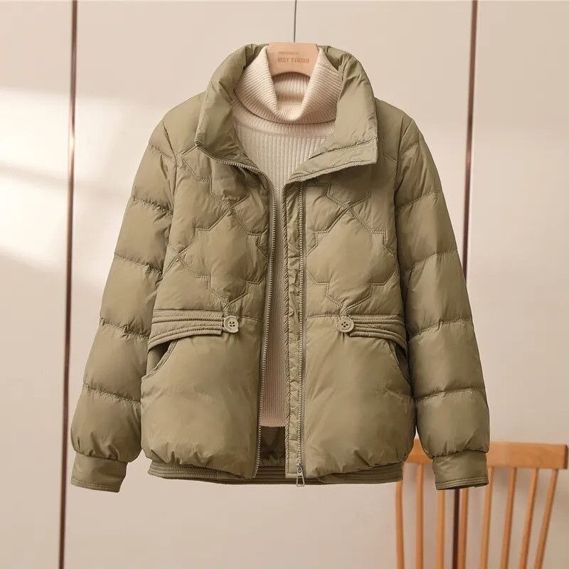 2023 New Women Down Jacket Winter Coat Female Short-length Stand Collar Parkas Fashionable LooseOutwear Warm Hin Thin Overcoat