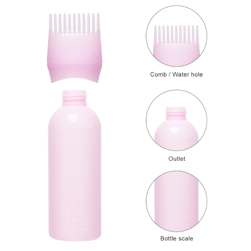 Botella rellenable de plástico Multicolor para tinte de pelo, aplicador, peine, dispensador, herramienta de estilismo para peluquería, 170ml
