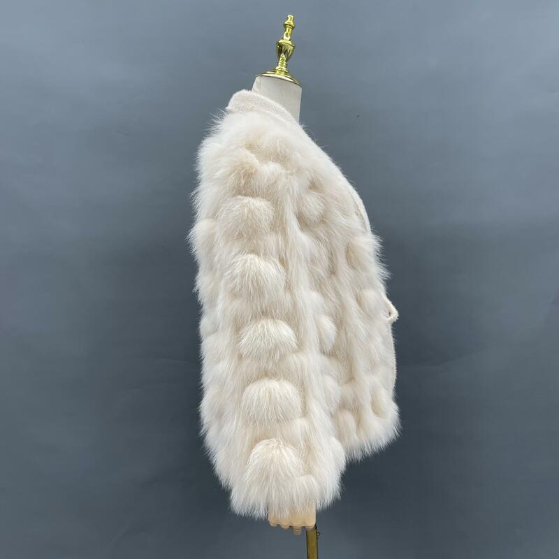 Winter Women Real Fur Coat 100% Natural Fur Jacket Fashion Warm Fox Fur Coat Free Shipping