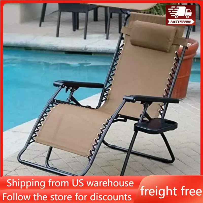 Camping Chair Oversized Zero Gravity Chair with Sunshade and Drink Tray Supplies Foldable Outdoor Furniture Easy Storage