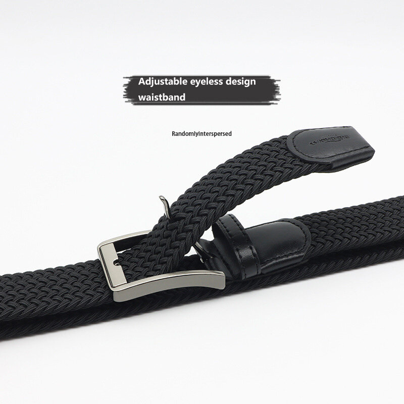 3.4cm Woven Puncture Free Buckle Waist Belt For Fashionable Men Commuting And Office Work High-Quality Waistless Soft Waist Belt
