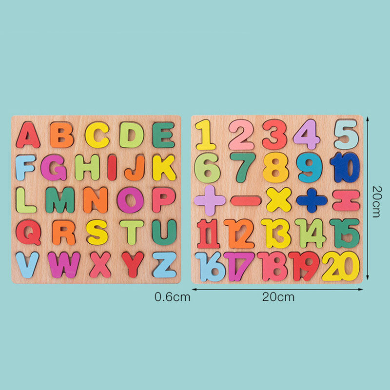 赤ちゃんと子供のための木製モンテッソーリおもちゃ,アルファベットと数字の形をした教育用パズル,2年間,3歳