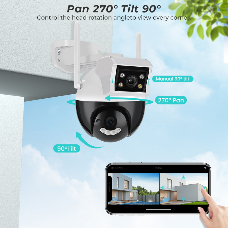 HAMROL-cámara PTZ 4K de 8MP con doble lente, videocámara con Wifi, pantalla Dual, detección humana, H.265, HD, 4MP, protección de seguridad, ICSEE