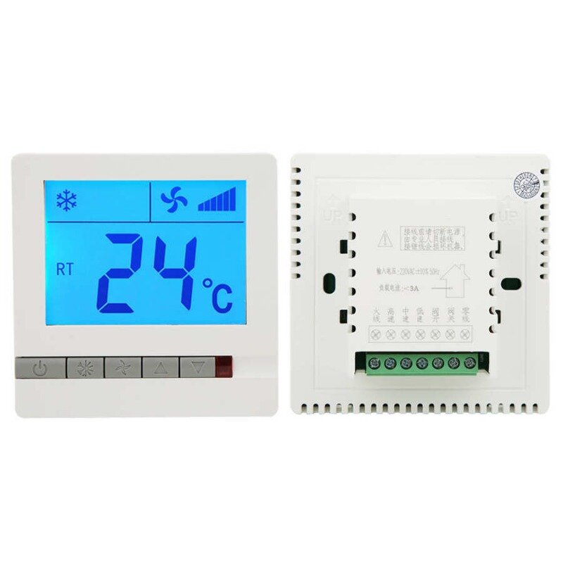 LCD Digital Thermostat Delay Compressor Protection Fan Coil Unit Temperature Controller Thermostat for Air Conditioner