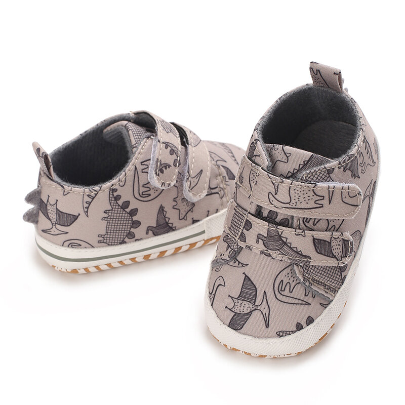 Cute Animal Pattern Walking Shoes para crianças, sapatos de lona respirável para bebês, antiderrapante, de sola macia, casual, 0-18 meses