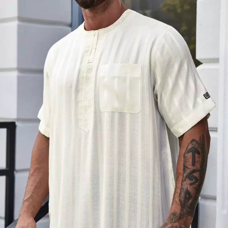 Мужская однотонная яркая винтажная мужская одежда с коротким рукавом и круглым вырезом