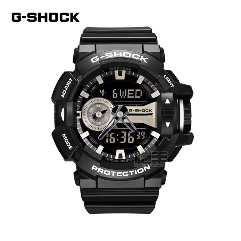 Jam tangan G-SHOCK pria, GA 400 seri Fashion kasual multifungsi olahraga luar ruangan tahan guncangan LED Dial tampilan ganda kuarsa