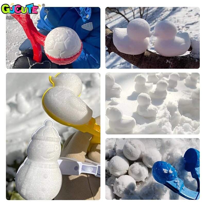 Coração Snowball Maker Clip Tongs para crianças, floco de neve, sapo, porco, coelho, forma do amor, brinquedos de neve ao ar livre, brinquedos esportivos
