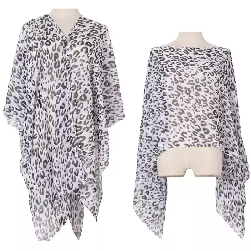 2024 New leopard Print Women protezione solare scialle stampato imitazione sciarpa di seta scialle scialle estivo Poncho mantelle marrone