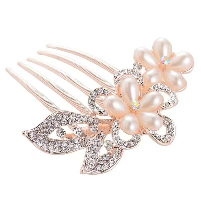 Peine de perlas para el cabello, accesorio elegante de mariposa, bobina de nudo, inserciones de inserción de cabello de aleación, Rin V7X3