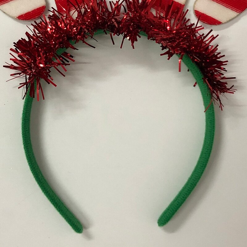 Блестящие ленты для волос с мишурой, рождественская повязка на голову в форме конфеты, новогодние украшения для вечеринки, для