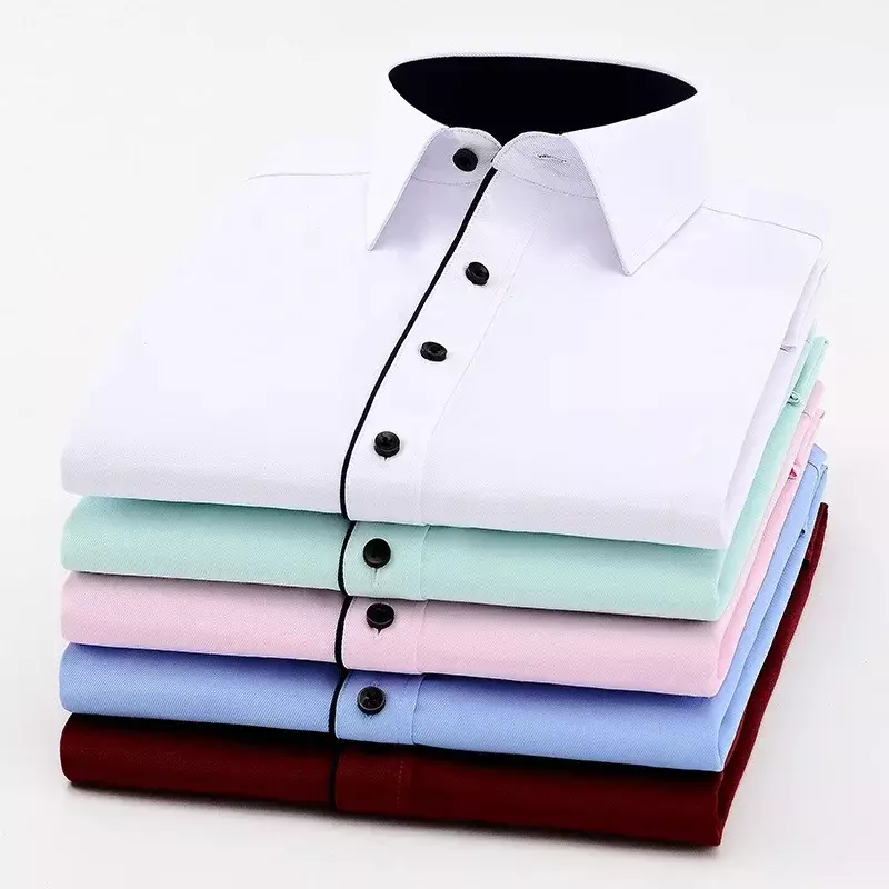 Рубашка мужская классическая с длинным рукавом, официальная деловая блуза с длинным рукавом, Повседневная приталенная, для офиса, работы, 8XL