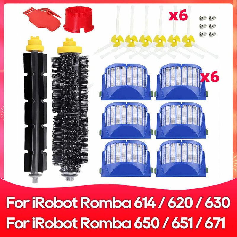 Accesorios para aspiradoras iRobot Roomba, cepillo lateral principal, filtro Hepa, pieza de repuesto, 614 / 620 / 630 / 650 / 651 / 671/ 660 / 692