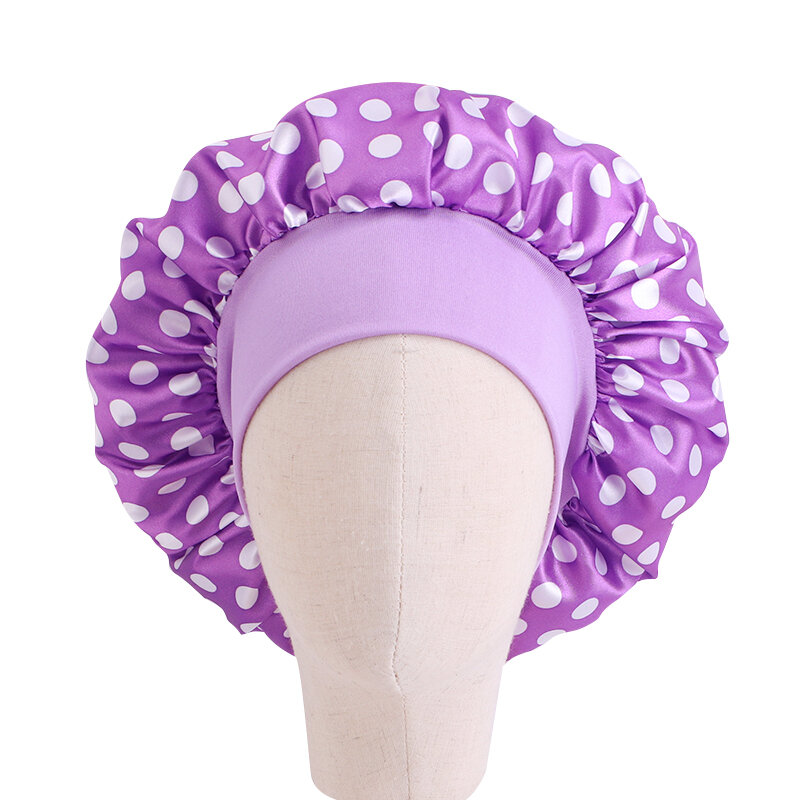 Cuffia in raso per bambini con frutta stampata a pois berretti elastici floreali a tesa larga per bambini comodi accessori per dormire