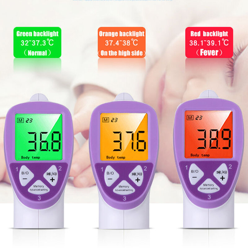 Termômetro eletrônico médico infantil, LCD digital, Portátil, Sem contato, Febre Corporal, Infravermelho, IR, Testa