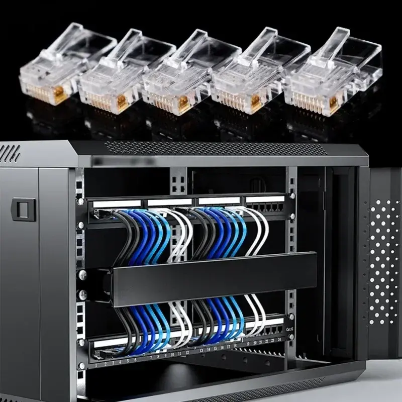 크리스탈 엔드 금도금 8P8C 크림프 UTP 표준 이더넷 네트워크 모듈러 플러그, RJ45 Cat6 Cat5e 커넥터 통과, 1, 10, 50 개