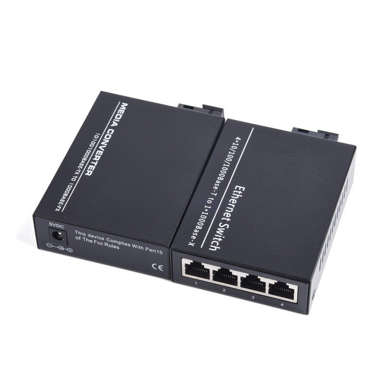 Convertitore multimediale in fibra ottica da 1 paio da 100M 10/100Mbps Single Mode da 1 fibra a 4 porte RJ45 UPC/APC SC con filo in fibra esterna