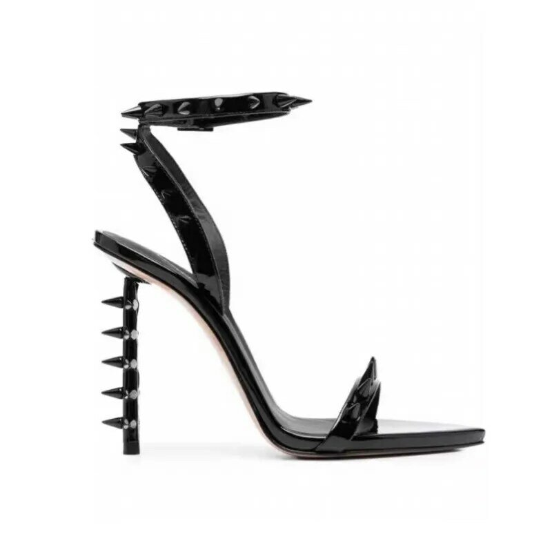 CACA-Sandales à talons hauts pour femmes, chaussures d'été sexy, étranges, grande taille 44, Parker ouvert, or, noir, argent, livraison directe, nouvelle collection 2024
