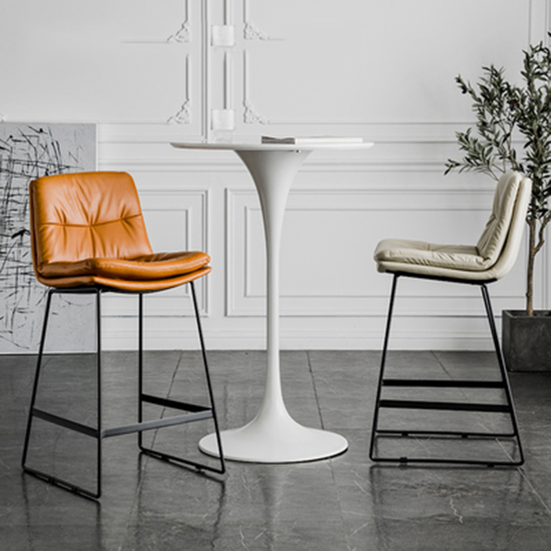 Styl skandynawski salon skórzane krzesło barowe rodzinnego lekkiego luksusowego żelaznego wysoki stołek kawy nowoczesne wygodne szezlongi stołkowe
