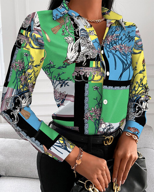 Blusa Mujer Moda 2024 kemeja wanita dan blus kemeja lengan panjang Vintage atasan Y2k pakaian Streetwear kamisol Femme Blusa Feminina
