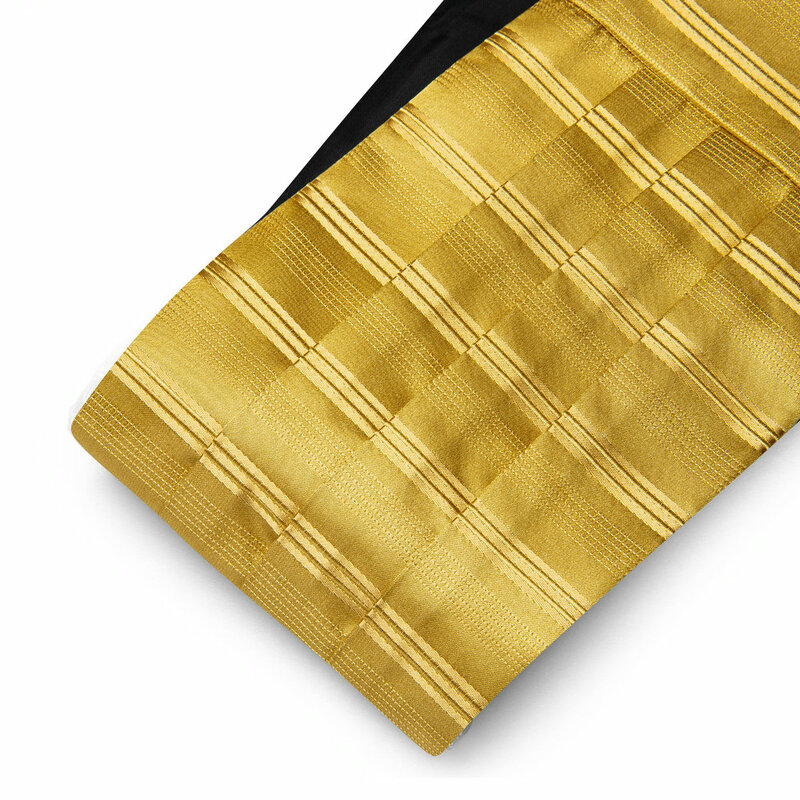 Conjunto de gemelos cuadrados de bolsillo a rayas para hombre, faja de seda dorada elegante, Pajarita clásica, diseñador de fiesta de boda, moda, Barry.Wang