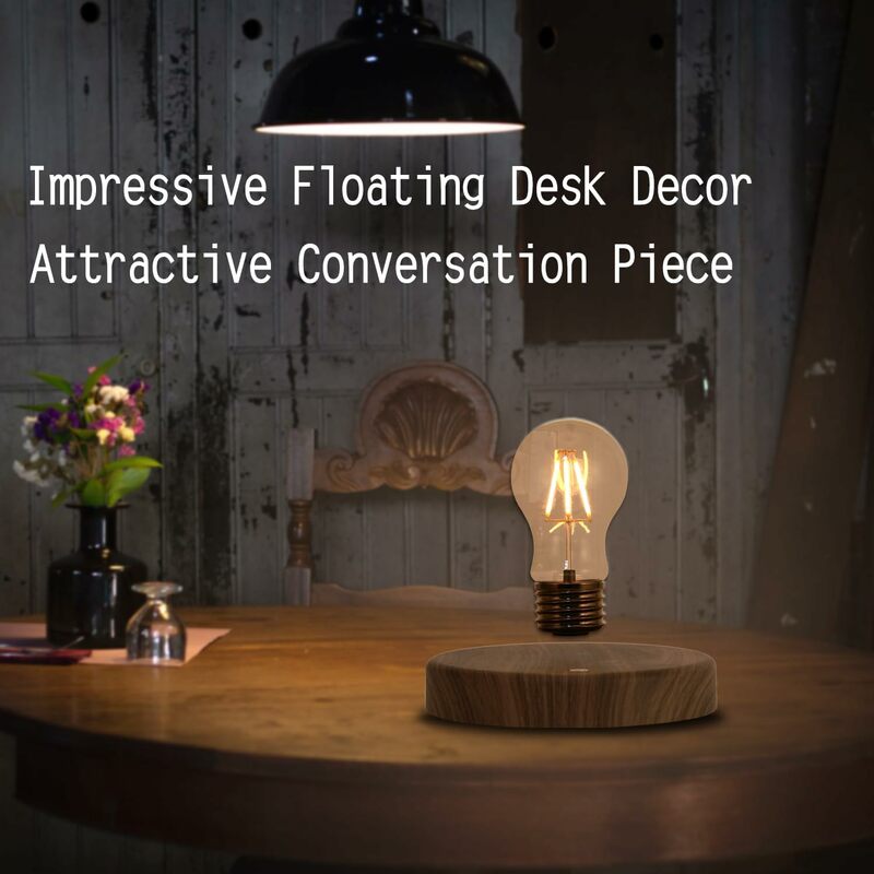 Levitating Wireless Magnetic Floating LED Desk Table Night Light, 360 Degree Automatic Rotate Bulb Lamp for Gifts, Room, Office