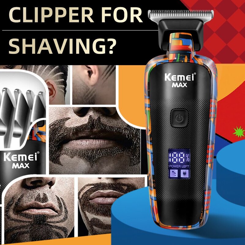 Kemei-5090 цифровой дисплей профессиональный парикмахер толкатель для мужчин машинка для стрижки волос сабельный случайный граффити шаблон Электрический