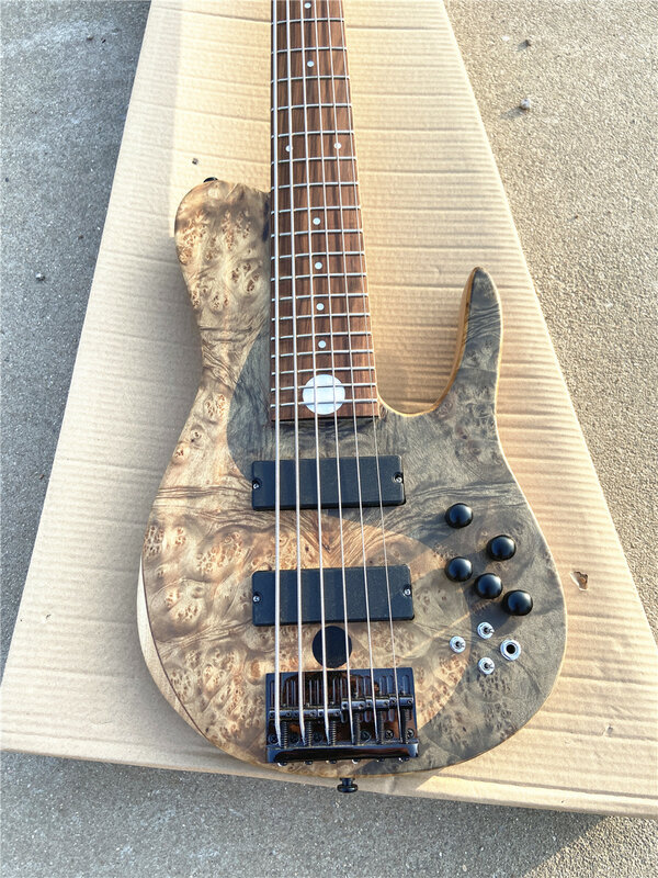 Custom version of 6 string electric bass camphor wood veneer black accessories can be customized free shipping