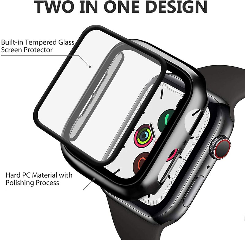 Cristal templado y funda para Apple Watch, accesorios de 45mm, 41mm, 42-40-44mm, Protector de pantalla para Apple watch series 9, 7, 8, 5, 6, SE