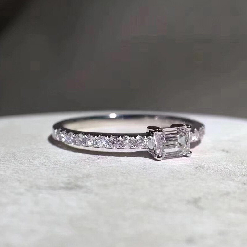 2022 nowe proste pierścienie dla kobiet S925 srebro Moissanite obietnica obrączka ślubna wieczność biżuteria prezent