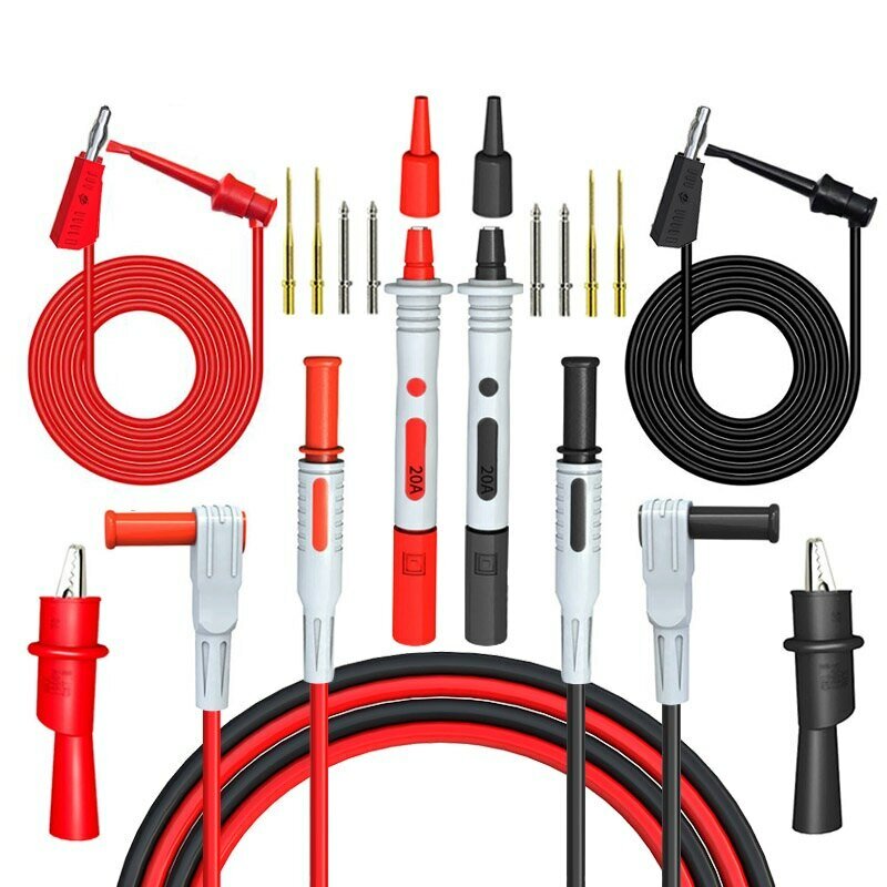 Kit de cables de prueba P1308B de 18 piezas, conector Banana de 4MM para probar el Cable de gancho, multímetro reemplazable, sonda de Cable de prueba, pinza de cocodrilo