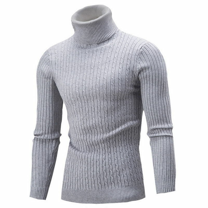 Новинка 2023, осенне-зимний мужской свитер с высоким воротником, мужские вязаные пуловеры, свитер, теплый мужской джемпер, облегающий Повседневный свитер для мужчин
