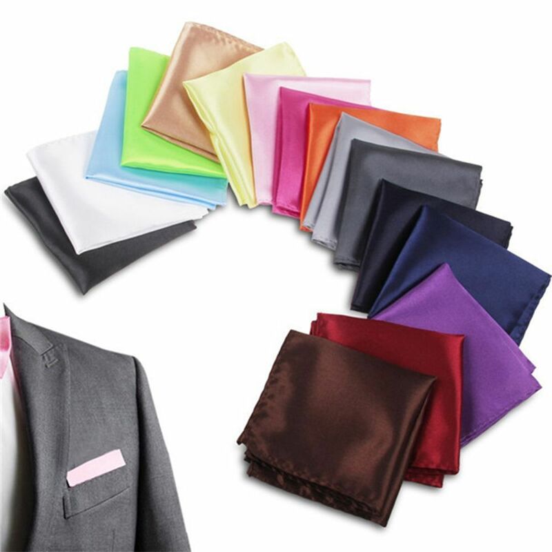 Formal Suit Hanky Solid for Wedding Dress Party 15 Color Square Plain Satin Plain Pocket Hanky Silk Pocket Square Handkerchief