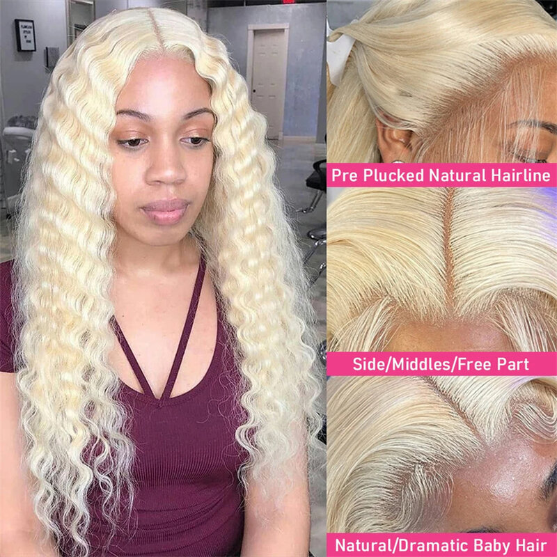 Blonde 613 Hd Lace Frontal Wig 13x6 Deep Wave 30 Inch Colored Water Wave Wigs Human Hair 13x4 Curly Lace Front Human Hair Wig