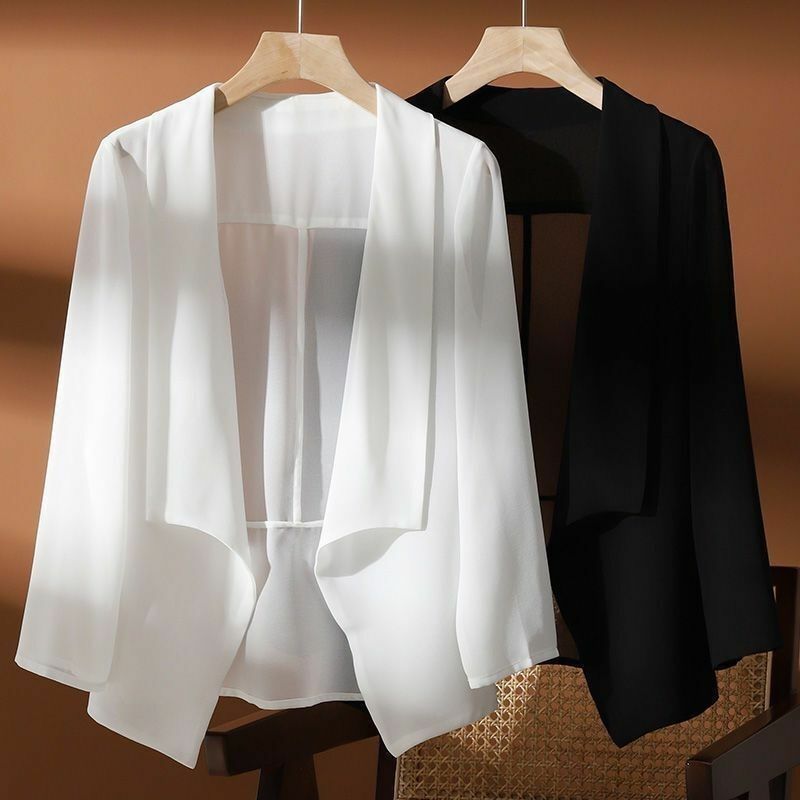 2024 Summer Temperament Commuting Simple High-end Lapel Loose Versatile Fashion Ultra-thin Solid Color Long Sleeved Suit Jacket