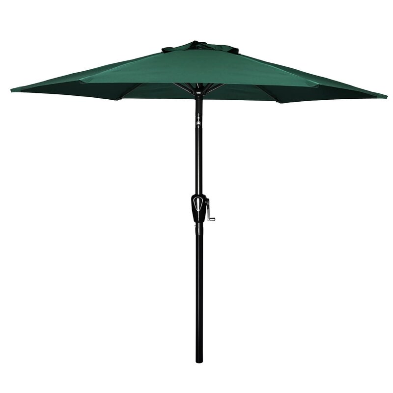 Payung mewah 9 ", payung halaman pasar meja luar ruangan dengan tombol dorong miring/engkol, hijau