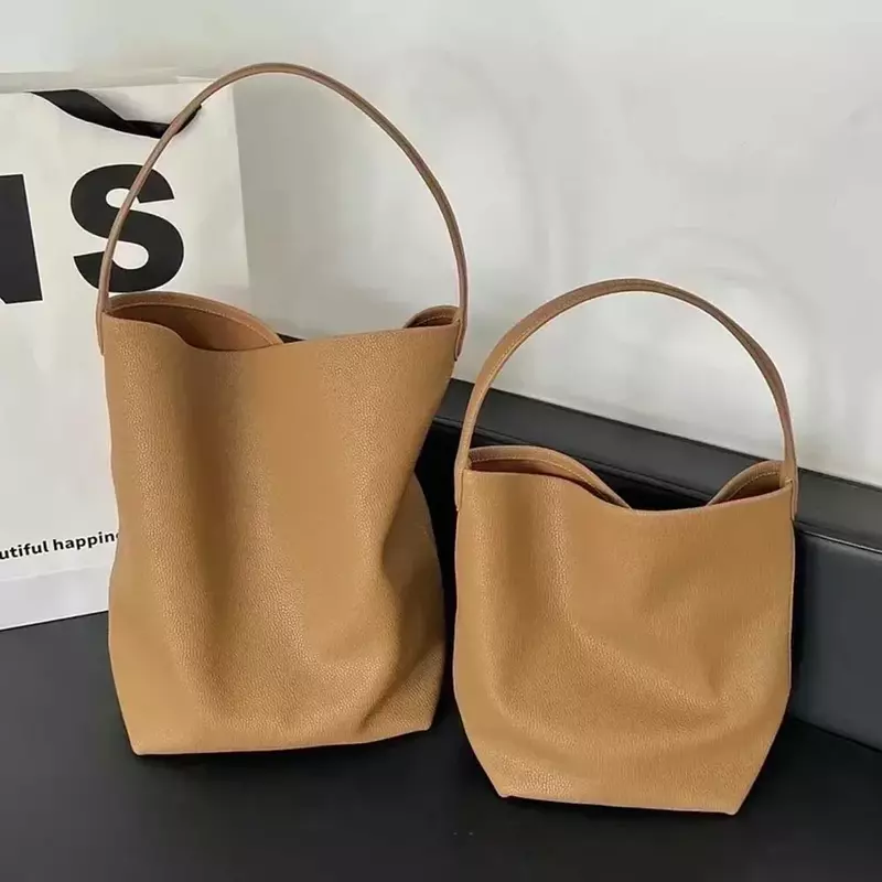 Motingsome-Bolso tipo cubo minimalista para mujer, bolsa grande de lujo de cuero auténtico grueso, estilo francés elegante, 2022