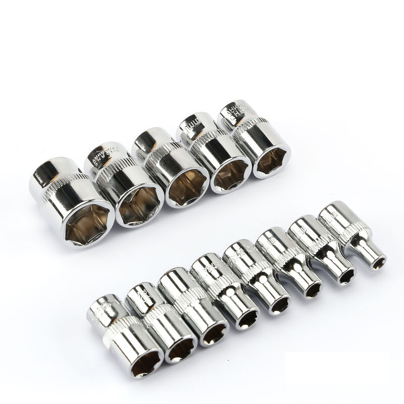 1-Piece 1/4 Drive Inch 4 4.5 5 5.5 6 7 8 9 10 11 12 13 14mm Ratchet Wrench Socket Head Sleeve Double End Hand Tools