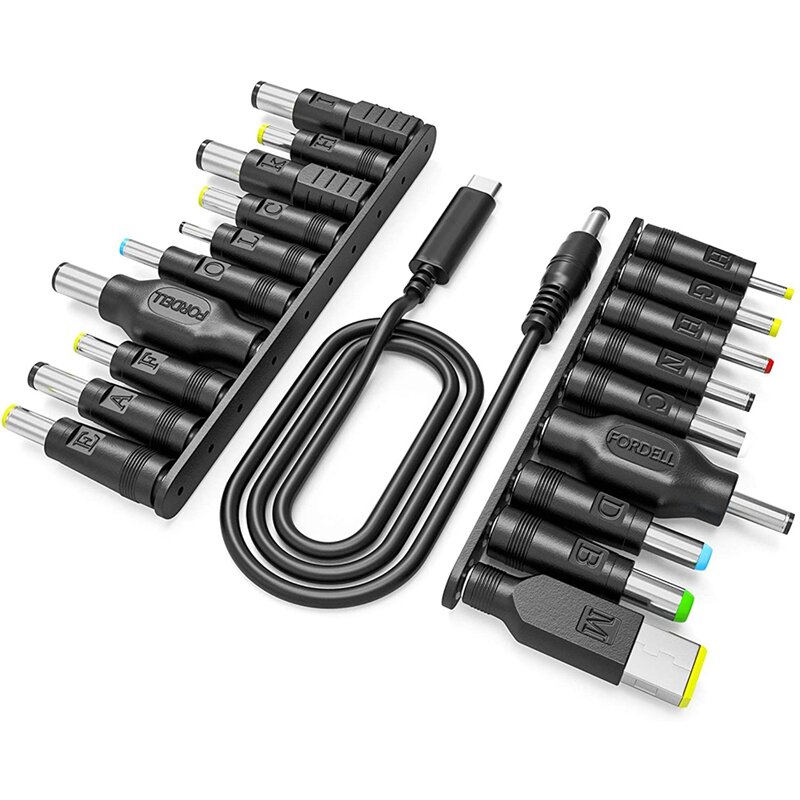 Laptop Adapter Kit,USB-C To DC Cable+19 Adapters For Acer, For Asus,For Lenovo,For Toshiba,For DELL,For HP, For Samsung