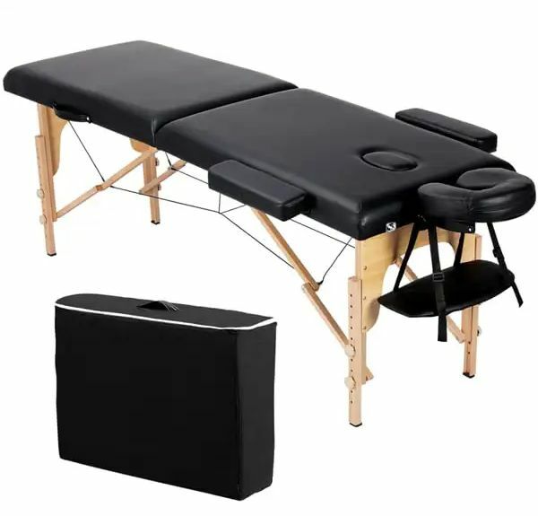Mesa de masaje portátil de 2 secciones, cama Facial profesional, cama de esteticista para pestañas, ergonómica, plegable, altura ajustable, 83 ''/84''