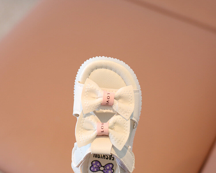 Sandálias de bebé estilo coreano com gravata borboleta, sapatos mais novos, sola macia, antiderrapante, kawaii, 1 ano, infantil, meninas, criança, primeiros caminhantes, verão