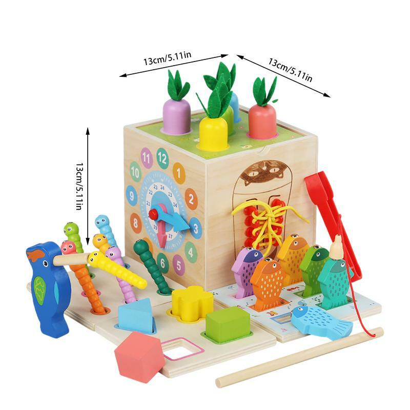 Cubo de madeira para criança, 8 em 1, Classificando Brinquedo Educativo, Play Cube, Kids Supplies, 1 a 3 Years Old