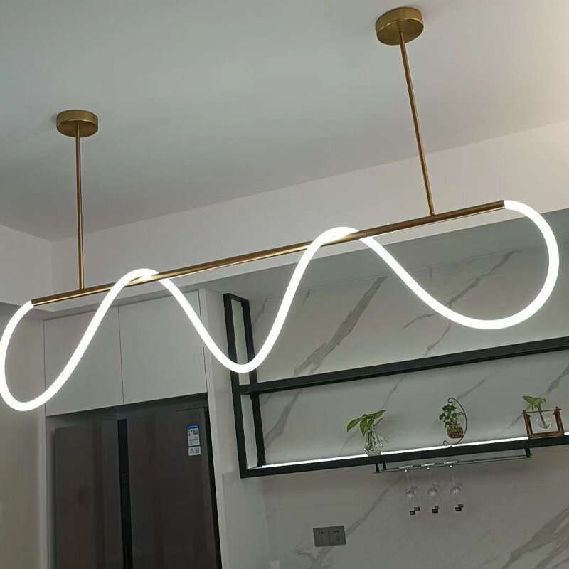 Lustre de plafond à LED à long tuyau moderne, éclairage suspendu pour table, salle à manger, cuisine et bar, conception de suspension, chaussures automatisées