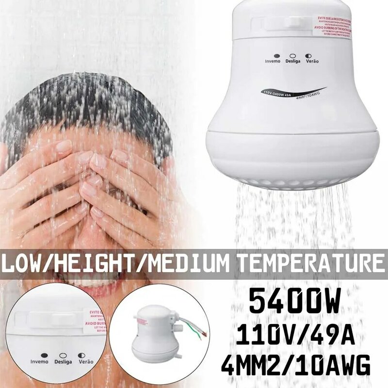 อุณหภูมิควบคุม Power เครื่องทำน้ำอุ่นประหยัดไฟวงเล็บท่อปลอดภัยอุปกรณ์เสริม Electric Shower Head ทันทีร้อนรอบ